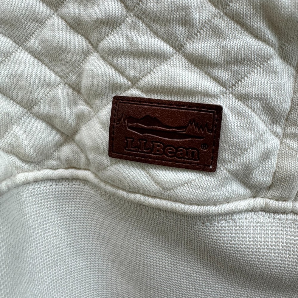 LL Bean Women Quilted Large Full-Zip Sweatshirt Classic Cream Soft - Picture 6 of 11